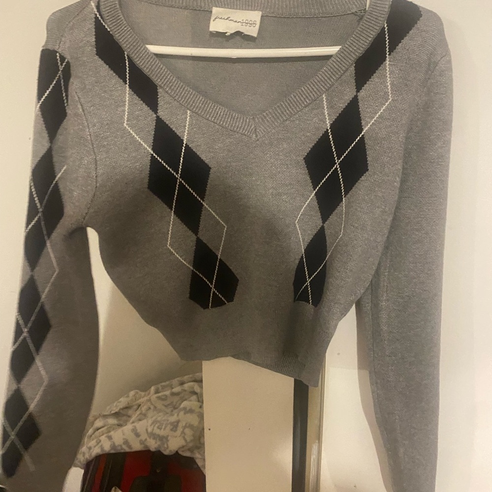 Gray Argyle Sweater